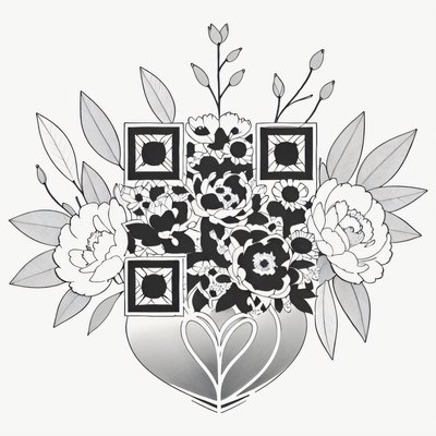 Peony Daisy Heart Tattoo Ink QR Code for Temporary Tattoos