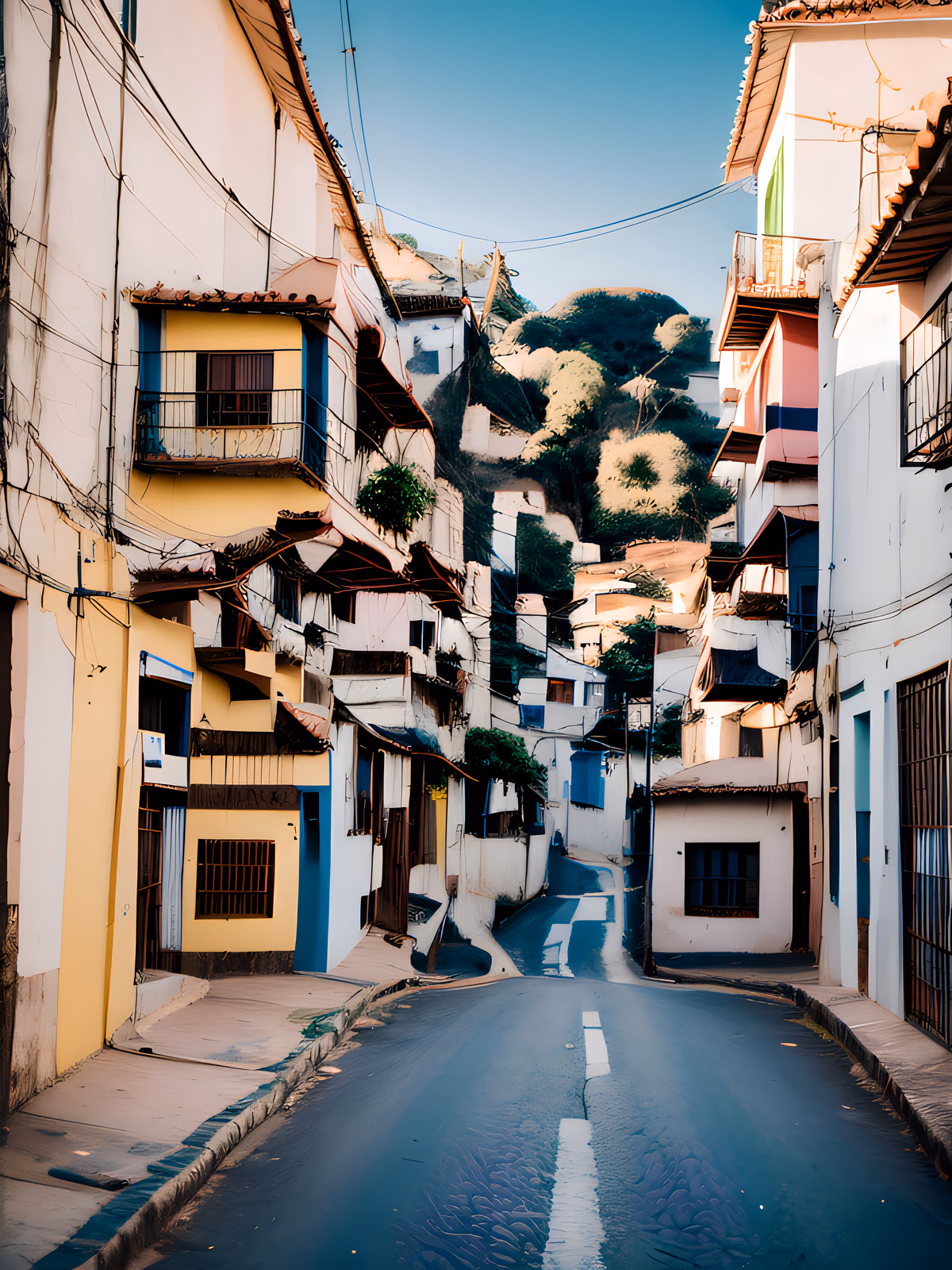Colorful Hillside Street Film Photo QR Code for Posters — image 1