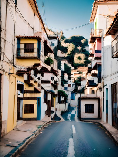 Colorful Hillside Street Film Photo QR Code for Posters