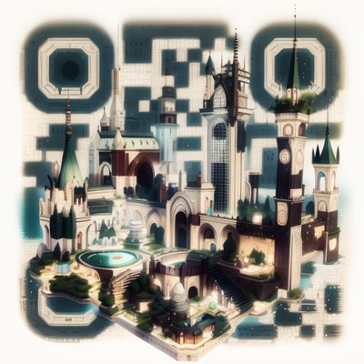 Fantasy City Towers Digital Painting QR Code for Posters