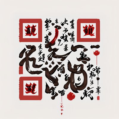 Brush Calligraphy Ink Lettering QR Code Art