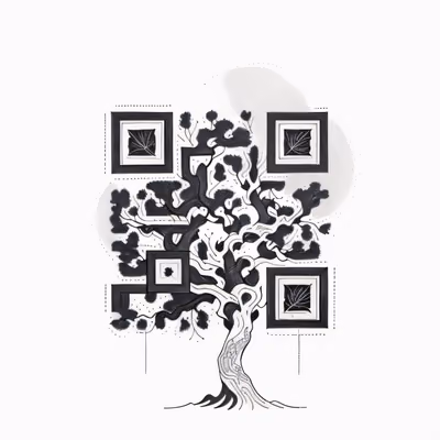 Дуб в технике тату-туши: QR-код в виде рисунка — изображение 1
