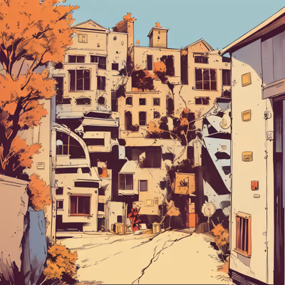 Autumn Street Comic Book QR Code Art — image 1