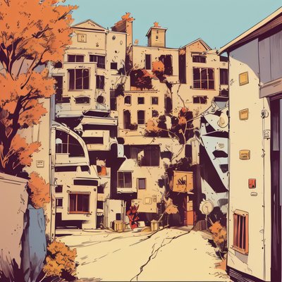 Autumn Street Comic Book QR Code Art