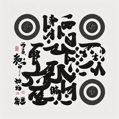 Black Ink Brush Calligraphy Calligraphy & Lettering QR Code Art