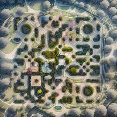 Aerial Garden Plan Digital Painting QR Code Art — image 1