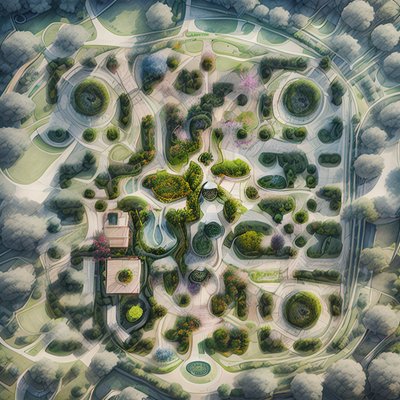 Aerial Garden Plan Digital Painting QR Code Art