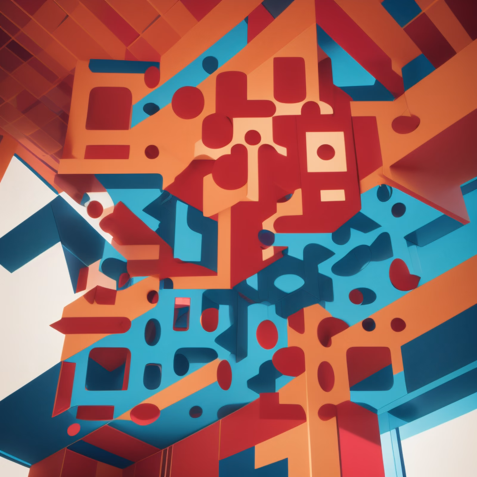 Geometric Constructivist Ceiling 3D QR Code Art — image 1