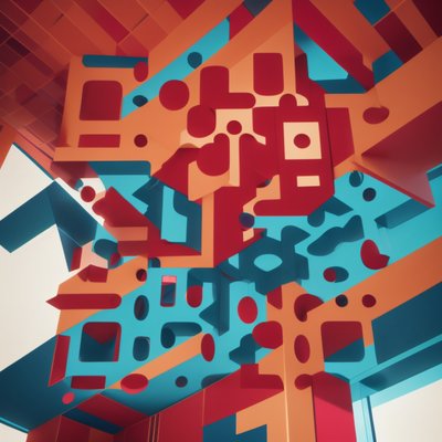 Geometric Constructivist Ceiling 3D QR Code Art