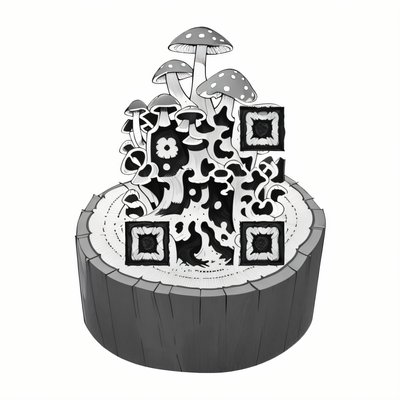 Грибы на пне: чернильный QR-код для временных татуировок