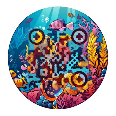 Scuba Diver Coral Reef Vector QR Code for Stickers