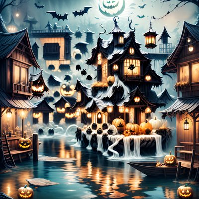 Haunted Riverside Halloween Village QR Code for Posters