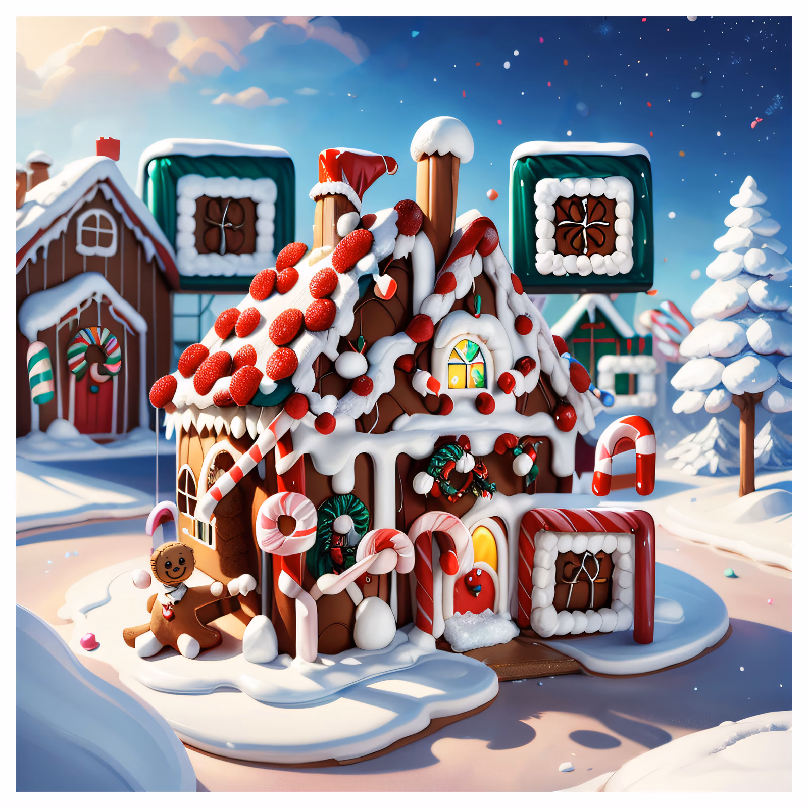 Пряничный домик: QR-код в цифровой живописи для открыток — изображение 1