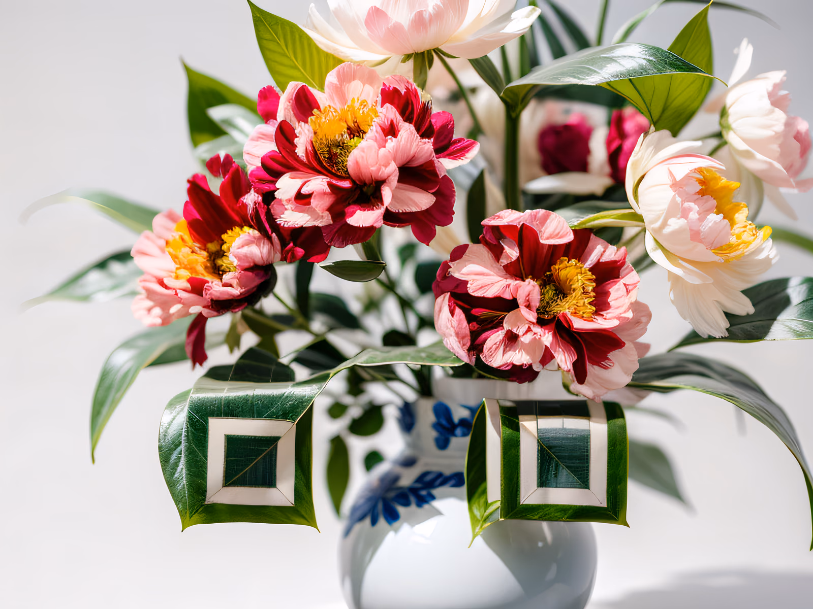 Peony Bouquet Porcelain Vase Photo QR Code Art — image 1