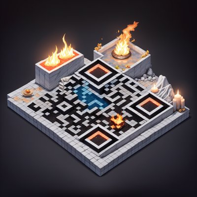 Isometric Lava Spa Diorama QR Code for Posters