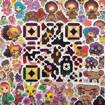 Cartoon Creature Sticker Bomb QR Code for Stickers