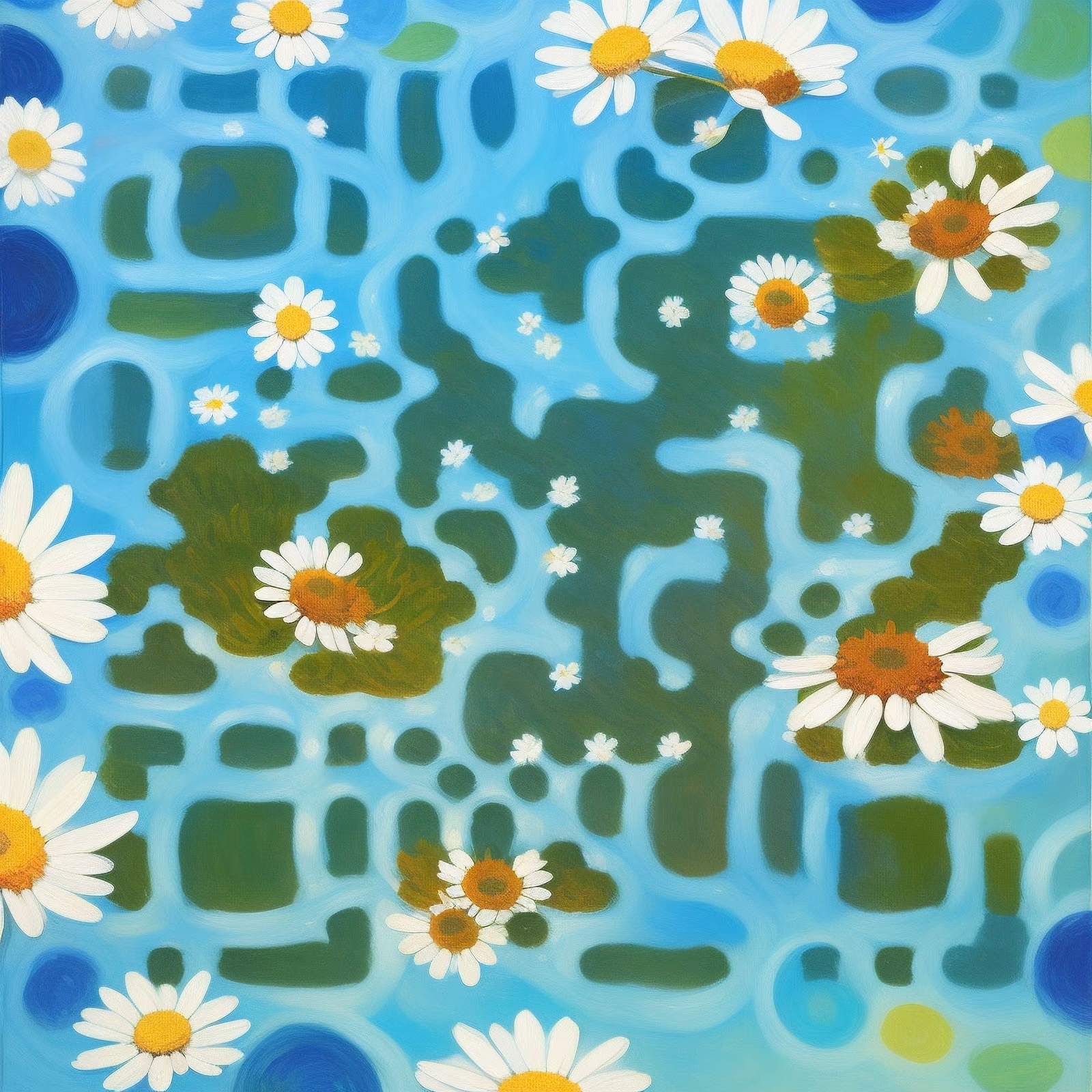 Floating Daisies Impressionist QR Code Art — image 1
