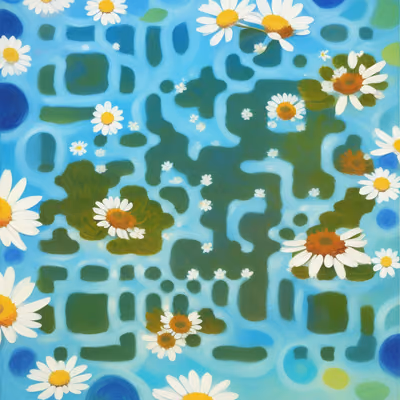 Floating Daisies Impressionist QR Code Art — image 1