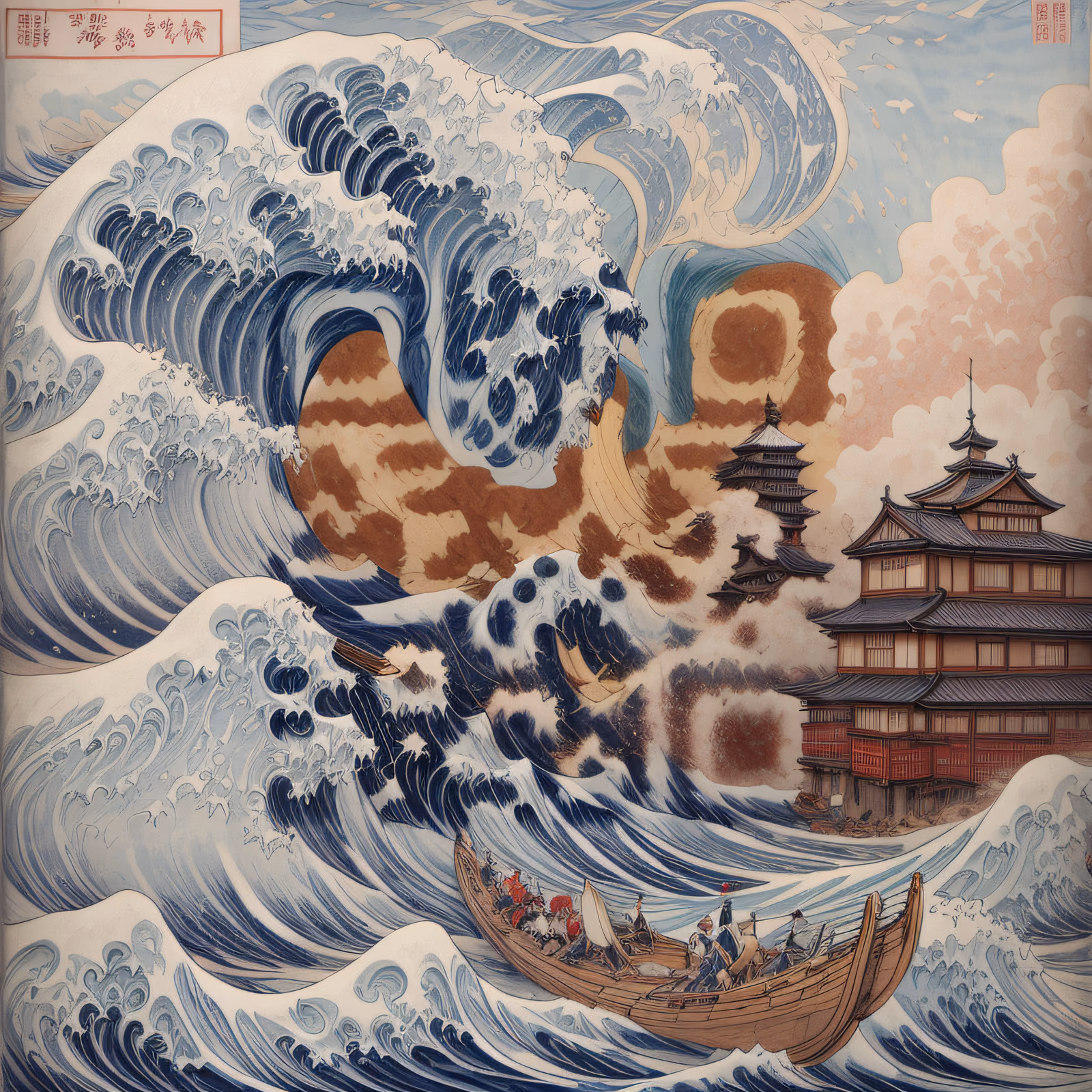 Great Wave Pagoda Ukiyo-e QR Code Art — image 1