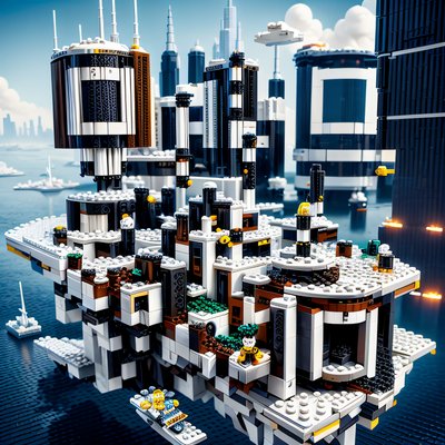 Floating Brick City Lego QR Code for Posters