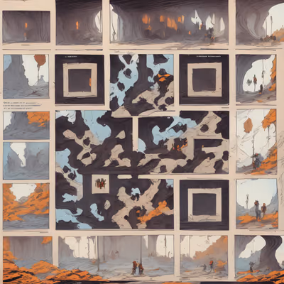 Пещеры в панелях комикса: QR-код для обложек книг — изображение 1