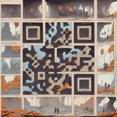 Пещеры в панелях комикса: QR-код для обложек книг