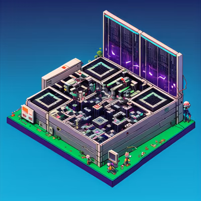 Isometric Server Farm Diorama QR Code for Posters — image 1