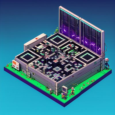 Isometric Server Farm Diorama QR Code for Posters