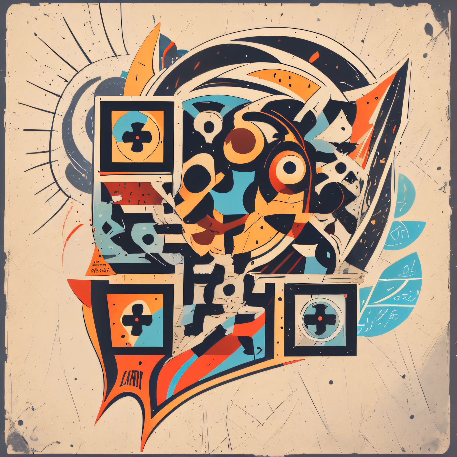 Абстрактный геометрический векторный символ: QR-код для наклеек — изображение 1