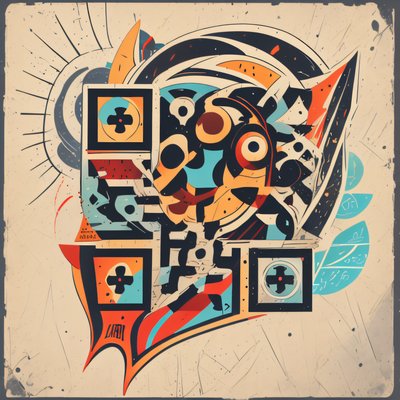 Abstract Geometric Vector Symbol QR Code for Stickers