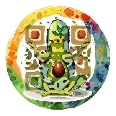 Meditating Avocado Watercolor QR Code for Stickers