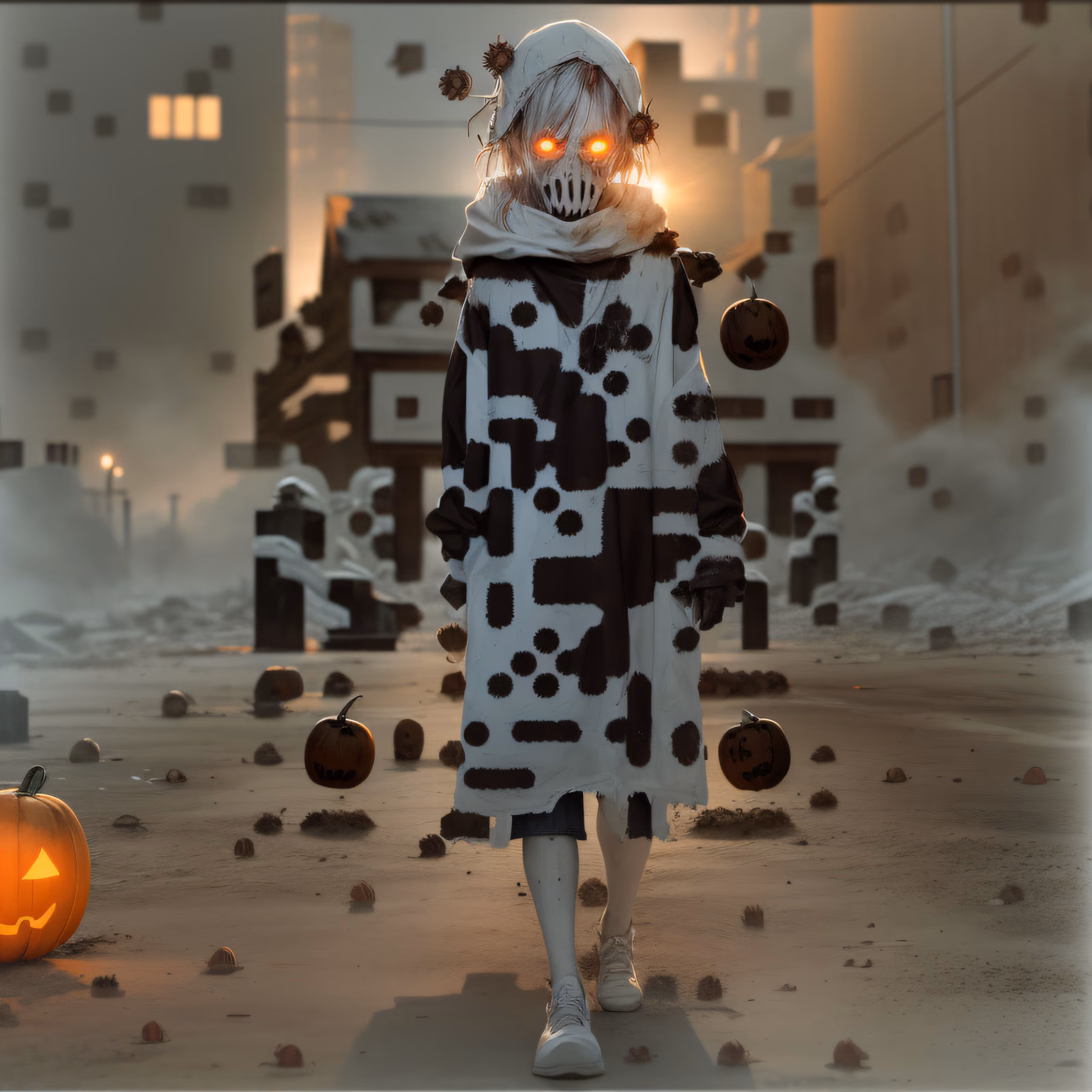 Halloween Zombie Street Scene QR Code for Posters — image 1