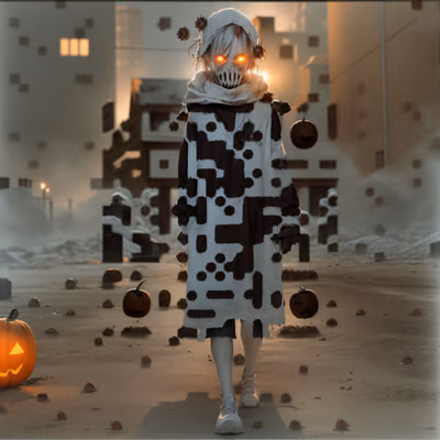 Halloween Zombie Street Scene QR Code for Posters — image 1