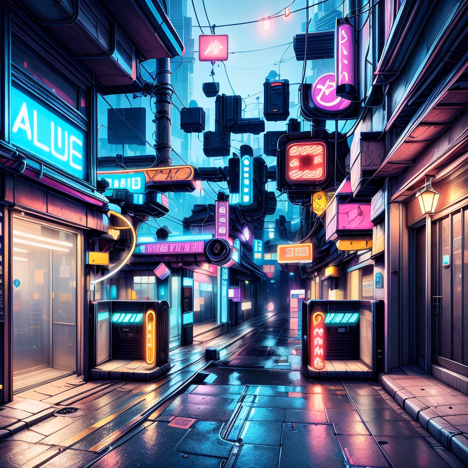 Neon Alleyway Cyberpunk Street QR Code for Posters — image 1