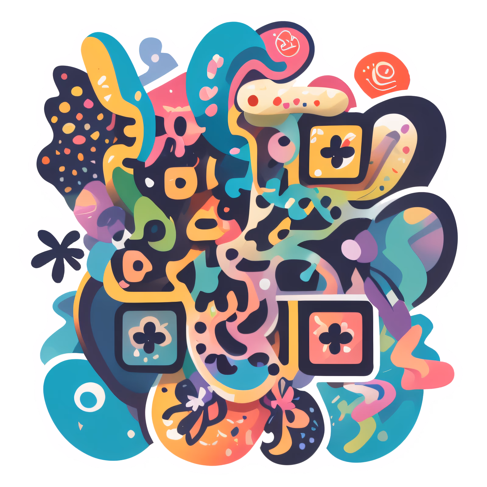 Colorful Abstract Blob Vector QR Code for Stickers — image 1