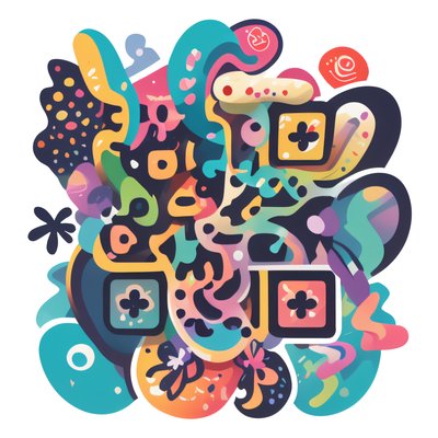 Colorful Abstract Blob Vector QR Code for Stickers