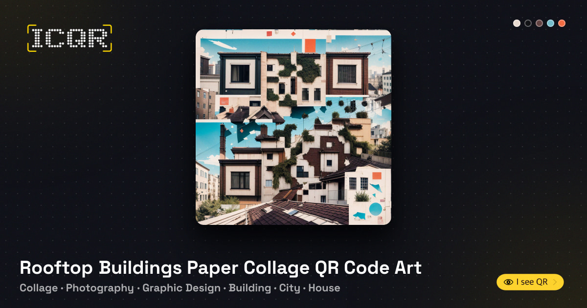 Qr Code Printing Paper Rooftop Buildings Paper Collage QR Code Art • ICQR