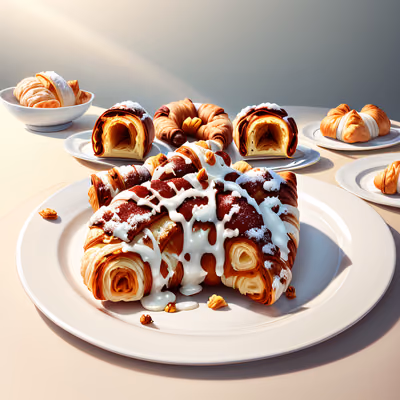 Croissant Pastries Realistic Illustration QR Code for Restaurant Menus — image 1