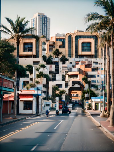 Palm Lined City Street Photo QR Code for Posters