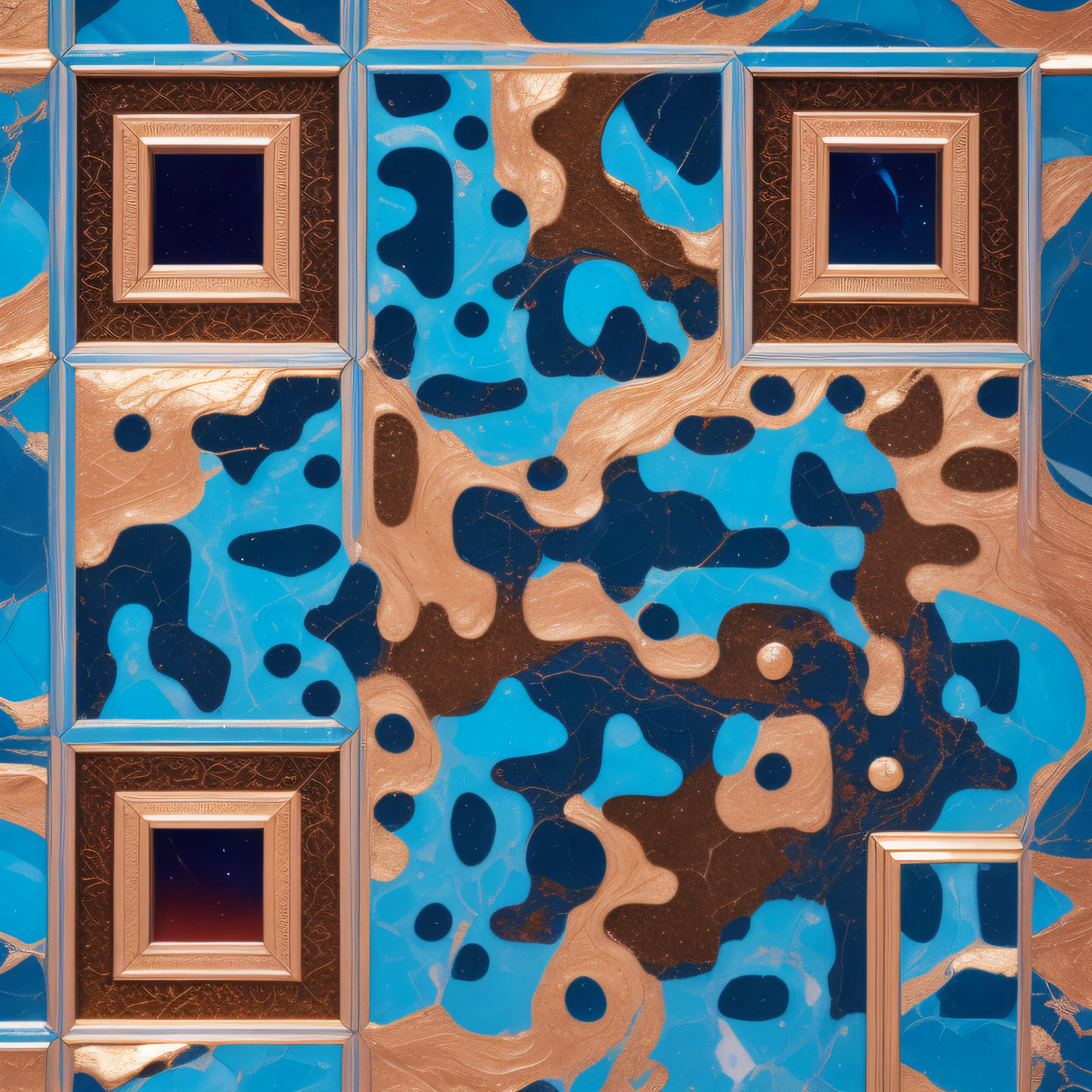 Gilded Turquoise Marble Abstract QR Code Art — image 1