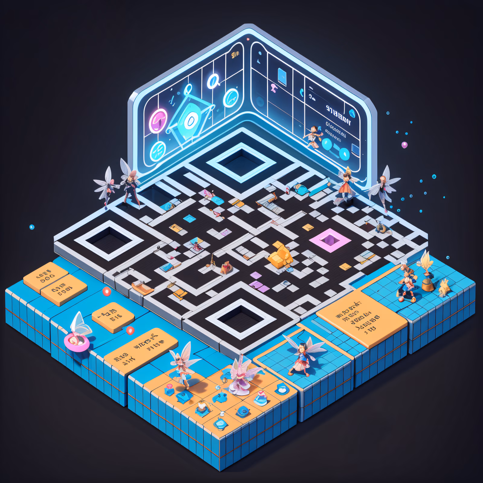 Isometric Fairy Quest Hub QR Code for Posters — image 1