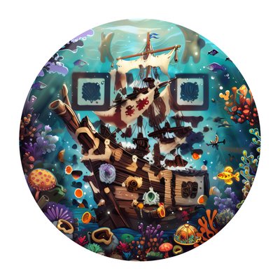 Sunken Pirate Ship Underwater Fantasy QR Code for Stickers