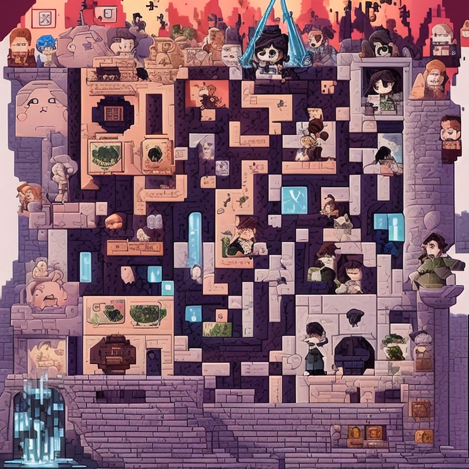 Pixel Art Castle Maze QR Code Poster — image 1