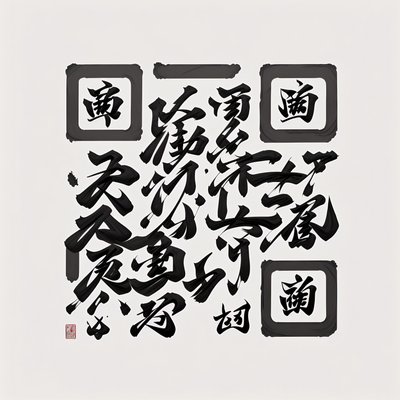 Chinese Ink Calligraphy Lettering QR Code Art