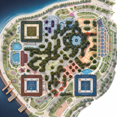 Illustrated Park Map Vector QR Code for Brochures — image 1