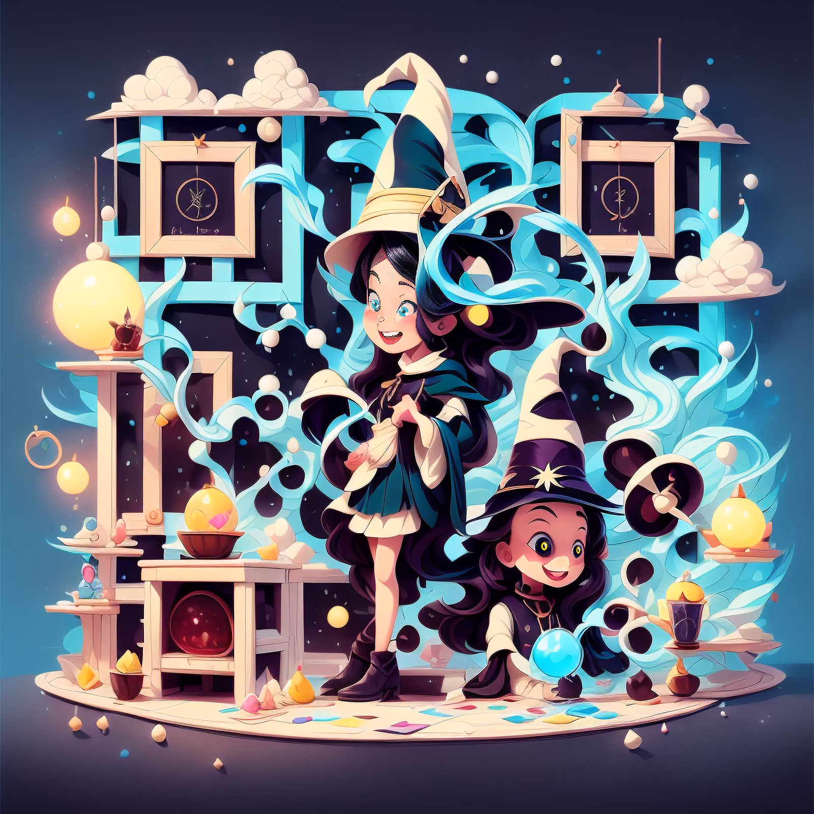 Cartoon Witches Magic Room QR Code for Posters — image 1