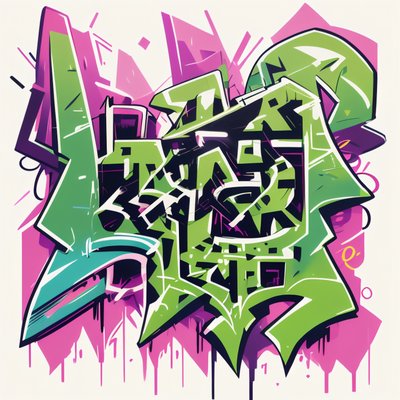 Green Pink Graffiti Lettering QR Code for Apparel