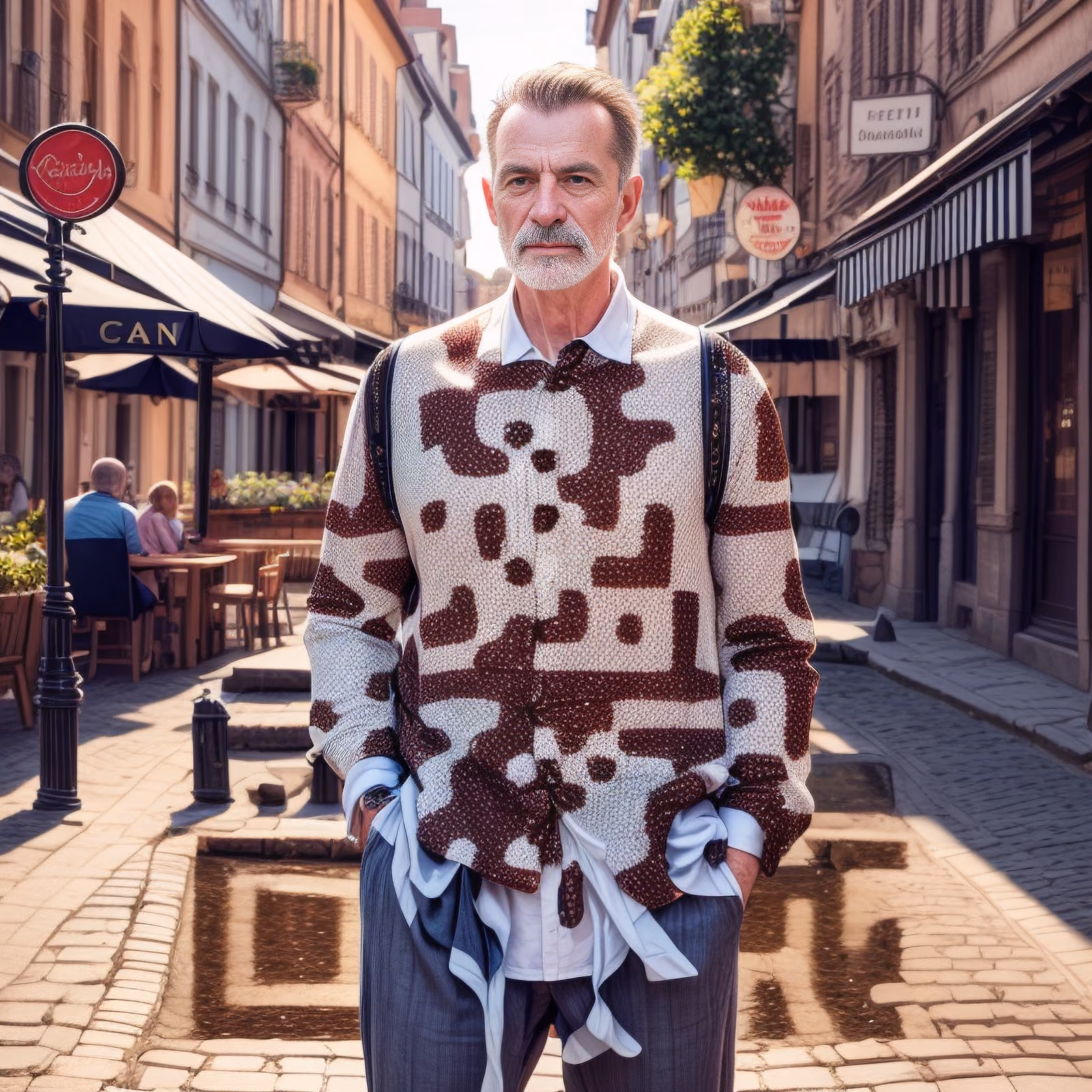 Man in European Square Photorealistic QR Code for Apparel — image 1