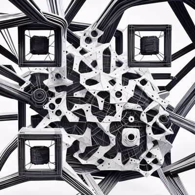 Monochrome Geometric Sculpture QR Code for Posters — image 1
