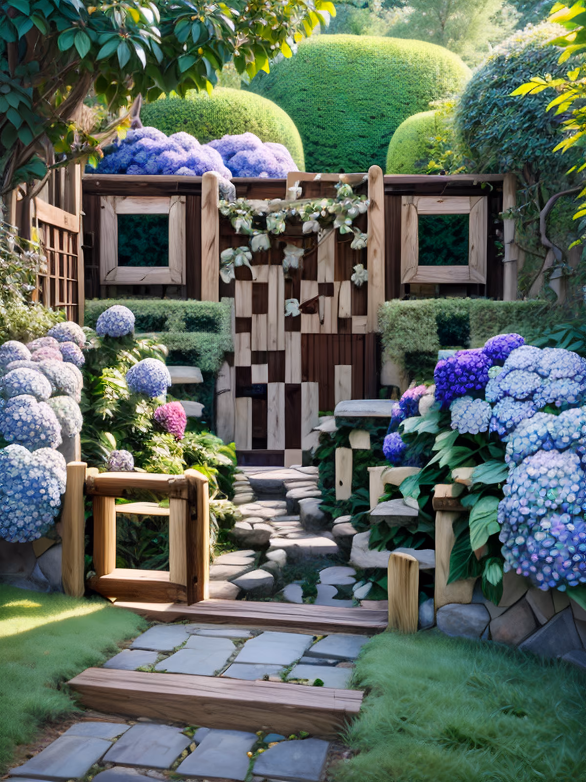 Hydrangea Garden Path Photo QR Code Art — image 1